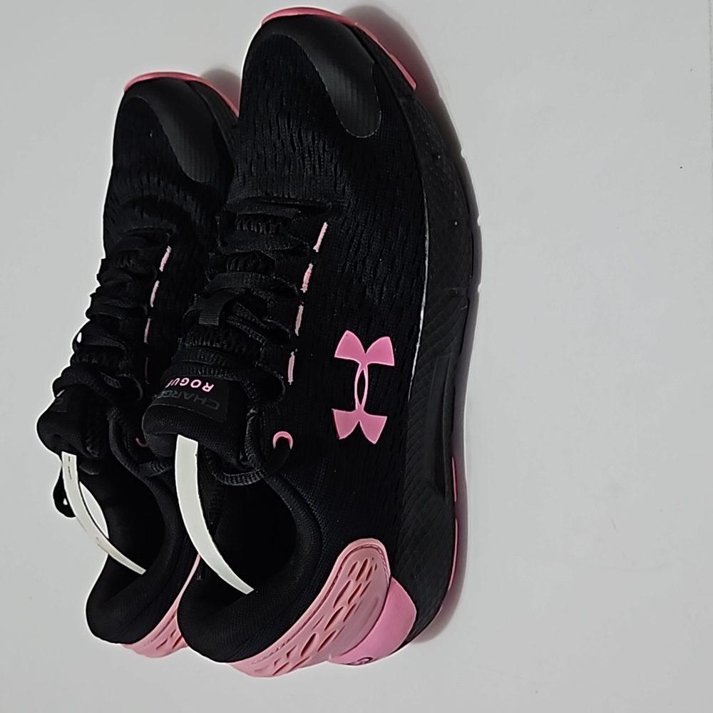 Under Armour Charged Rogue Black & Pink Youth Sneakers Size 5.5 # S-240 - Picture 5 of 12